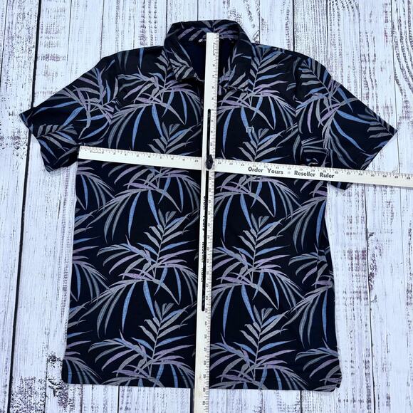 TravisMathew Palm Print Golf Polo Men’s XL Black Pima Cotton Blend - Picture 3 of 5